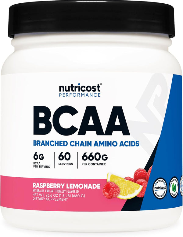 Nutricost BCAA Powder (Raspberry Lemonade, 60 Servings) - 2:1:1 Optimal Ratio