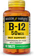 MASON NATURAL Vitamin B12 50 mcg with Calcium, 100 Tablets for Energy & Nerve Function Support