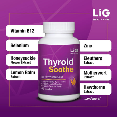 LIG Health Care Immune 60 LIG Thyroid Soothe Iodine-Free Formula for Overactive Thyroid Support - Heart & Digestive