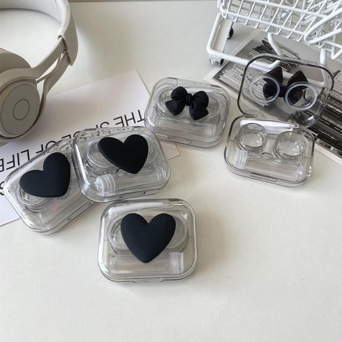 4 Pack 3D Design Cute Contact Lens Cases, Travel Eye Contacts Case Box Holder with Tweezers and Solution Bottle Kit
