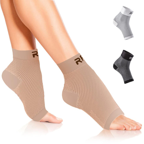 Run Forever Plantar Fasciitis Compression Socks - Foot and Ankle Brace for Women & Men, Toeless Support Socks