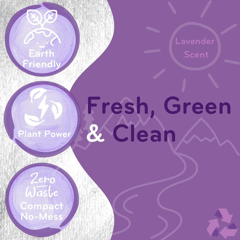 Eco-Squares Laundry Detergent Sheets, Lavender, Zero Waste Dry Soap Technology for Regular and HE Washers