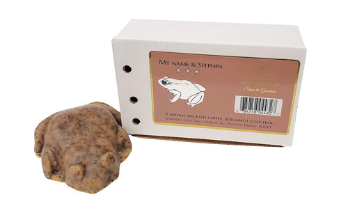 Stephen Frog Soap from WFG Waterfall Glen Soap Company, LLC, Bergamot with Coffee Scrub, Vegan Bath Soap with Shea