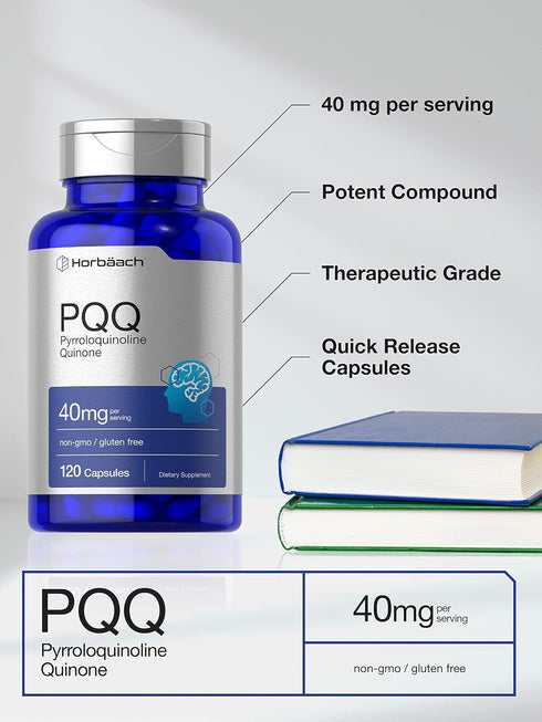 Horbaach PQQ Supplement 40 mg | 120 Capsules | Maximum Strength, Non-GMO & Gluten Free