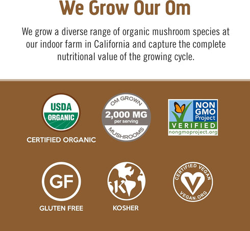 Packets (10 Count) OM MUSHROOM SUPERFOOD Coffee Latte Blend Functional Mushroom Powder with Lions Mane, Cordyceps