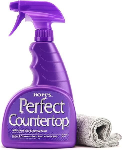 HOPE'S Perfect Countertop Cleaner, Streak Free Multi Surface Cleaning Spray, Pack of 1 with Microfiber Cloth