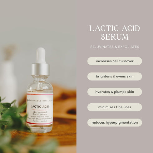 Measurable Difference Lactic Acid Face Serum, 1 oz - Exfoliate, Strengthen, and Hydrate Skin for Daily Protective Barrier