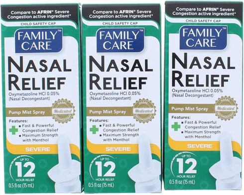 Nasal Relief Spray, Pump Mist for Severe Congestion, Anti-drip, 12 Hours, 6 Pack (Oxymetazoline HCI)
