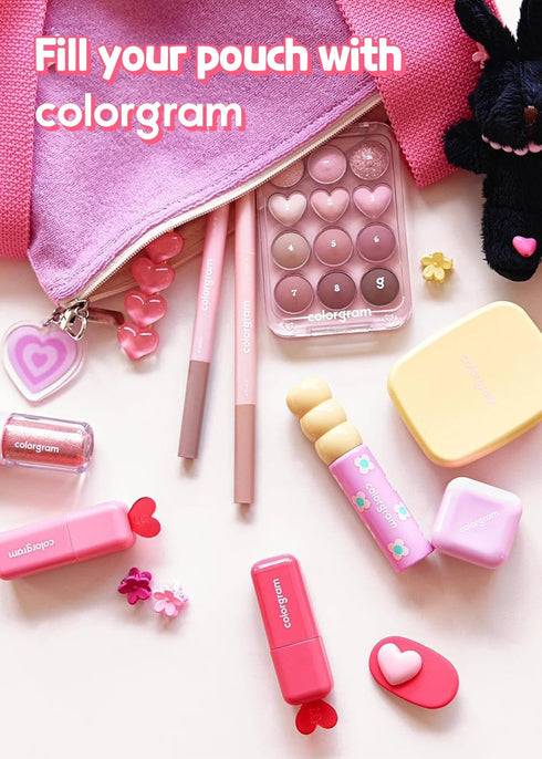 COLORGRAM Milk Bling Heartlighter 01 Peach Heart, Silky Smooth Creamy Highlighter for Natural Glow