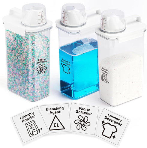 Laundry Detergent Dispenser - 3 Pack, 78 oz Detergent Dispenser with 4 Removable Labels for Laundry Room Organization