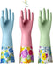 3 Pairs Rubber Cleaning Gloves, Reusable Dishwashing Gloves with Cotton Liner, Long Cuff 16" for Household Use