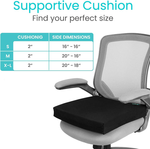Vive Wheelchair Cushion - Waterproof Seat Pad for Coccyx, Sciatica & Tailbone Pain Relief (20'' x 18'' x 2'')