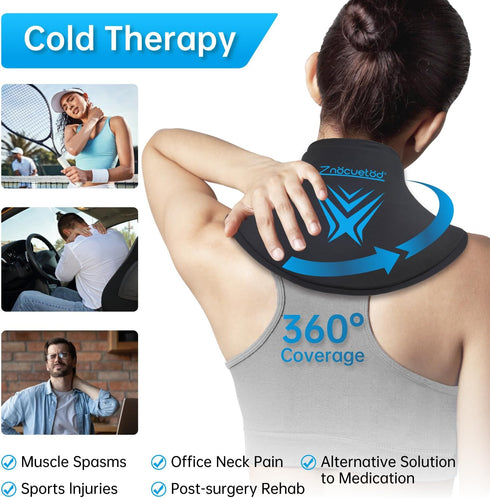 Neck Ice Pack Wrap, Reusable Gel Ice Pack for Neck and Cervical Injuries Pain Relief, Flexible Cold Hot Compress Therapy