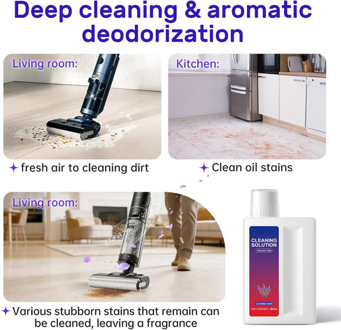 Nukisa Lavender Floor Cleaning Solution Compatible with Dreame Wet & Dry Vacuum and Robot Residue & Streak