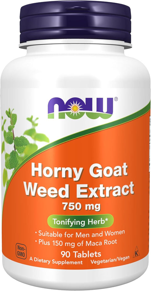 NOW Supplements Horny Goat Weed Extract, 750 mg Plus 150 mg Maca Root, 90 Tablets