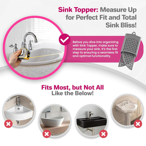 Sink Topper Foldable Sink Cover - Silicone Makeup Brush Cleaning Mat, Hot Tools Organizer, Standard Black