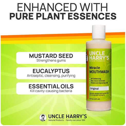Uncle Harry's Natural Miracle Mouthwash for Bad Breath | pH Balanced Oral Care (8 fl oz)