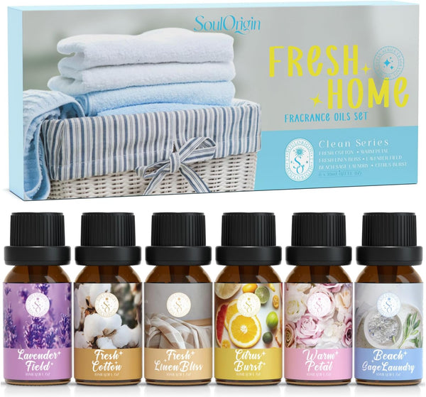 Clean Essential Oils Set: Fragrance Oil Set for Diffusers and Candle Making - 6x10ml