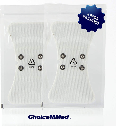 CHOICEMMED 2 Pack Universal Therma Heated TENS Unit Pads - Muscle Stimulator E-stim Electrodes, Reusable Massage Pads