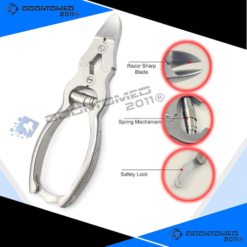 OdontoMed2011 Podiatrist Mycotic Toenail Nippers 6", Professional Double Action Nail Cutter Trimmer