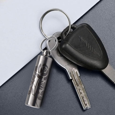 aiGear Mini Pill Case, Stainless Steel 0.48 Inch Inner Diameter, Waterproof Keychain Pill Holder for EDC Outdoor Travel