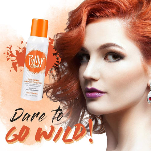 Punky Temporary Hair Color Spray - Tiger Orange, Non-Sticky, Non-Damaging Hair Dye, 3.5 oz, 2-Pack