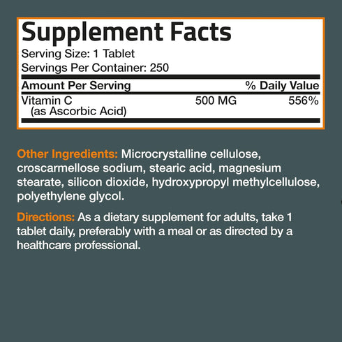 Bronson Vitamin C 500 MG, Supports Immune System & Antioxidant Protection, 250 Vegetarian Tablets