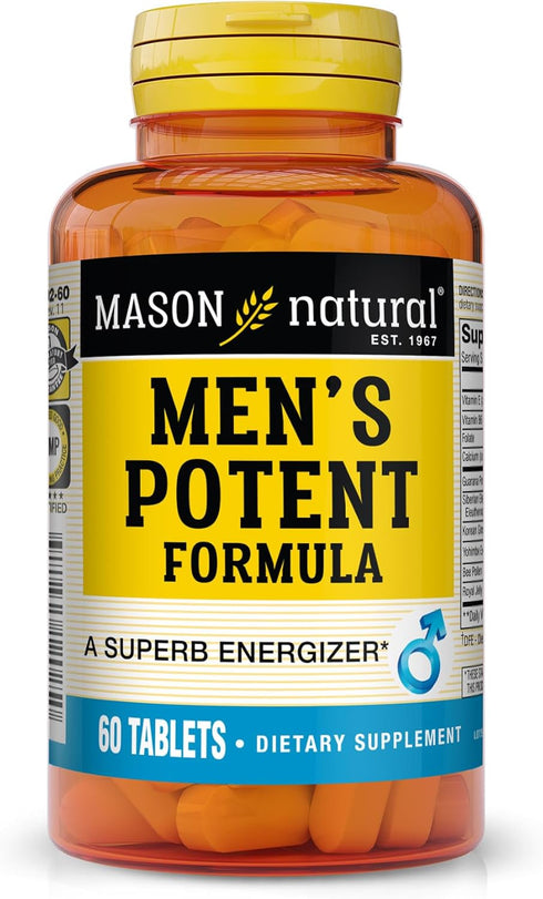 MASON NATURAL Men's Potent Formula Supplement, 60 Tablets - Supports Energy, Performance, Endurance & Vitality