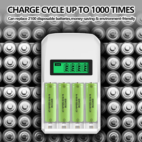 Rechargeable AA NIMH 1.2V 1500mAh Batteries, 2 Pack, Pre-Charged for Solar Light, Remotes, Flashlight, Toys