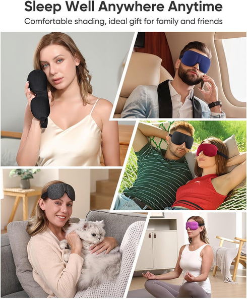 LKY DIGITAL Sleep Mask for Side Sleeper, 3 Pack Blackout 3D Eye Mask for Sleeping, Night Blindfold for Men Women