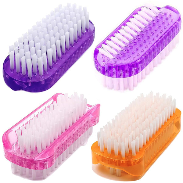 Nail Brush Two Sided Hand Fingernail Scrub Brushes - Soft Stiff Bristles for Cleaning Nails and Toes, 4 PCS