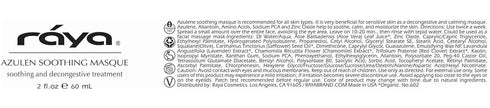 Raya Azulen Soothing Masque (602), Calming Facial Treatment Mask for Sensitive Skin, Tones Complexion
