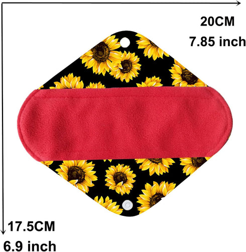 7pcs Reusable Menstrual Pads Set, Including 1 Mini Wet Bag + 6 Washable Cloth Pads for Women