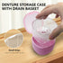 Leak Proof Partial Denture Case with Strainer Basket and Brush, Waterproof Cleaning Bath Case for Dentures, Braces,
