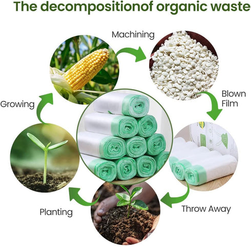 Compostable Trash Bags, 4 Gallon Drawstring, 100 Count, Toughness Unscented Small Garbage Bags for Home Office