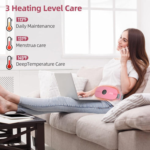 Portable Cordless Heating Pad with 3 Heat Levels & 3 Massage Modes, Fast Heating Heat Pad for Back or Belly Relief