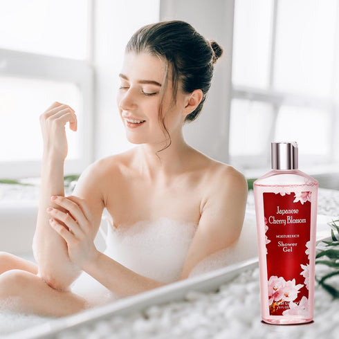 Vital Luxury Japanese Cherry Blossom Shower Gel and Body Cream Set - 8 fl.oz / 236mL Each, Nourishing Daily Skincare