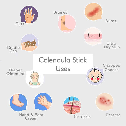 Calendula Skin Stick Organic Lotion Sticks | Moisturizing Balm Ointment, 0.5 oz, Island Coconut (2 Tube Set)