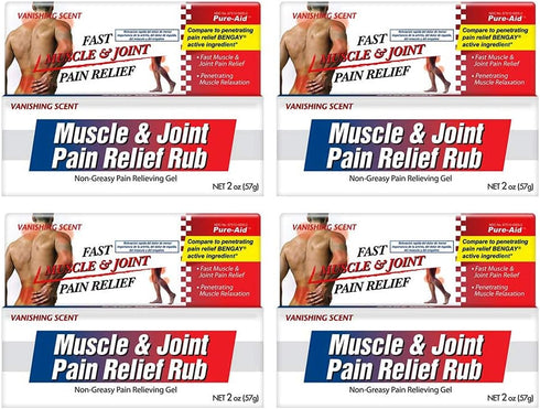 Muscle & Joint Pain Relief Rub - 2oz (4pk) | Fast Relief from Minor Arthritis, Backache, Non-Greasy Cream