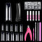 MORGLES Clear Acrylic Nail Tips - 500 Pcs French Nail Tips Square Half Cover with Glue, Clipper, and Files