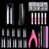 MORGLES Clear Acrylic Nail Tips - 500 Pcs French Nail Tips Square Half Cover with Glue, Clipper, and Files