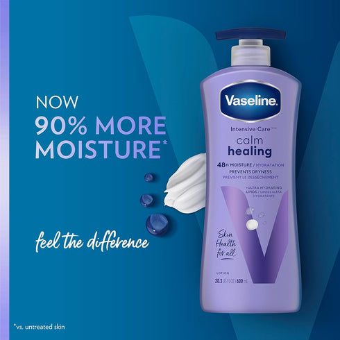 Vaseline Intensive Care Calm Healing Body Lotion 3 Count, 20.3 oz, Ultra-Hydrating Lipids & Lavender Extract for Dry