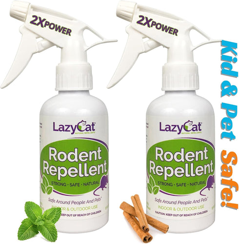 Peppermint Oil Spray for Rodents Plus Cinnamon Oil - MAX Power Mouse Repellent (2 Pack) by Lazy Cat