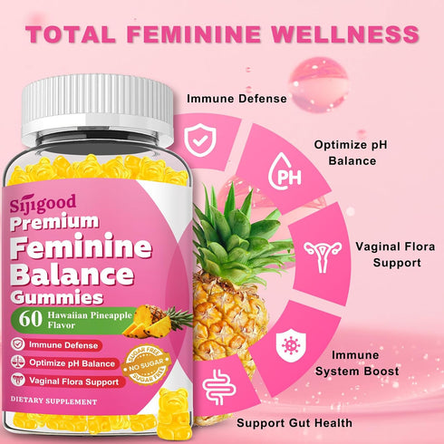 Gummies Immune 120 Count Feminine Balance for Women, Premium PH Balance Supplement with Vitamin C & D for Women's
