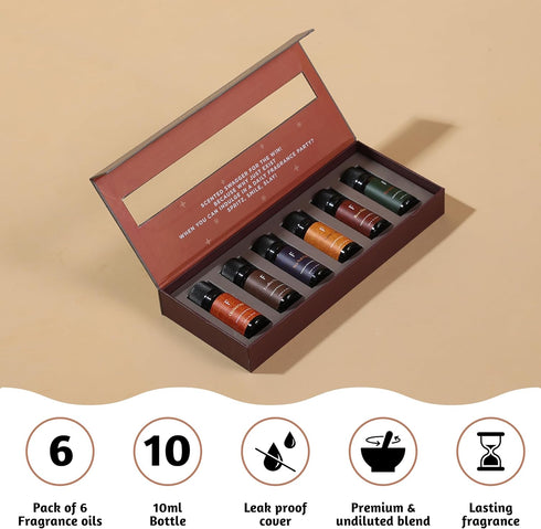Folkulture Essential Oils for Diffuser for Home, Set of 6 Essential Oils Set, Essential Oils for Candle Making, Summer Essential Oils for Soap Making, Fragrance Oils - Oud