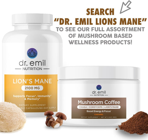 Organic Lions Mane Mushroom Supplement for Mental Clarity, Focus & Immune Support, 60 Servings