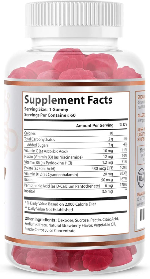 O NUTRITIONS Vitamin B Complex Vegan Gummies - 1 Pack, with B12, B7, B6, B3, B5, B8, B9 for Stress & Energy