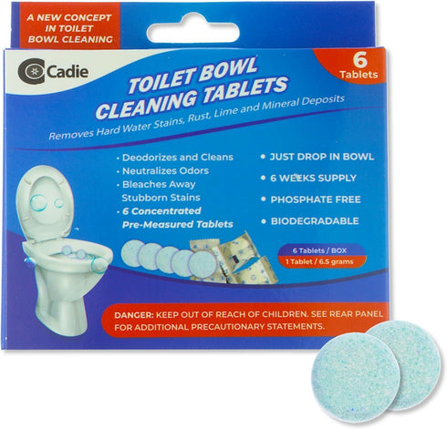 Toilet Bowl Cleaning Tablets - Automatic Drop-in Bleach, 24 Blocks for Stubborn Stains, Rust, Lime, 4 Pack