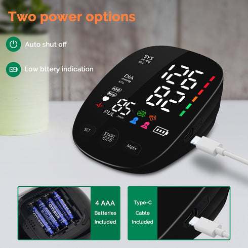Blood Pressure Monitor, Automatic Upper Arm Cuff, 9"-21" Adjustable, Dual User 240 Set Memory, Digital BP Machine