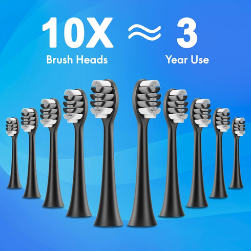 Sonic Electric Toothbrush for Adults and Kids, 10 Brush Heads, Travel Case, 15 Modes, 42,000 VPM Motor, 90 Days Charge